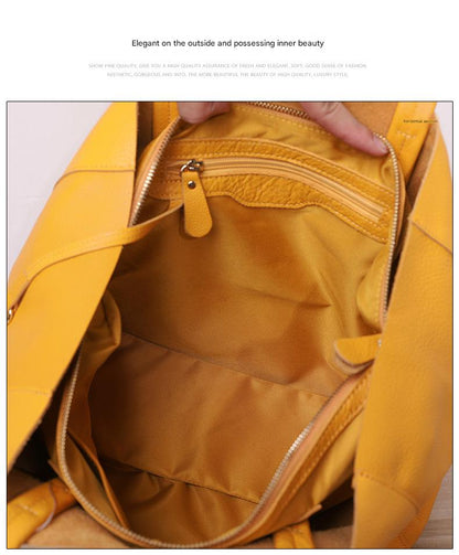 Top grain tumbled cowhide leather tote