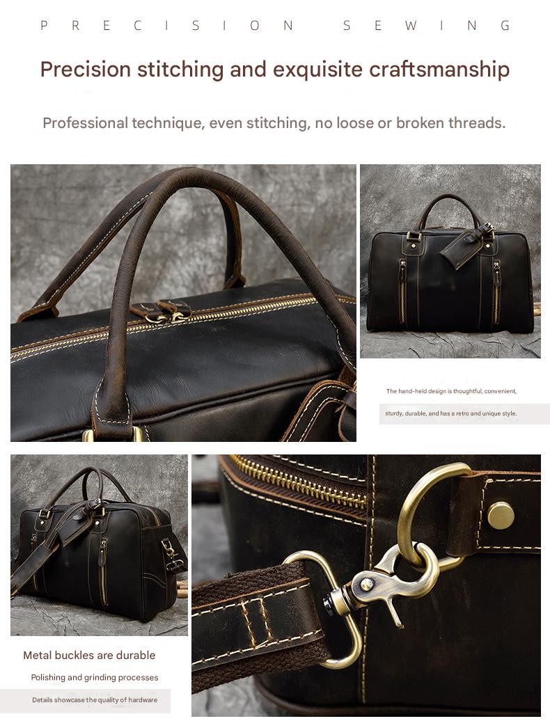 Crazy horse leather men travel duffle bag