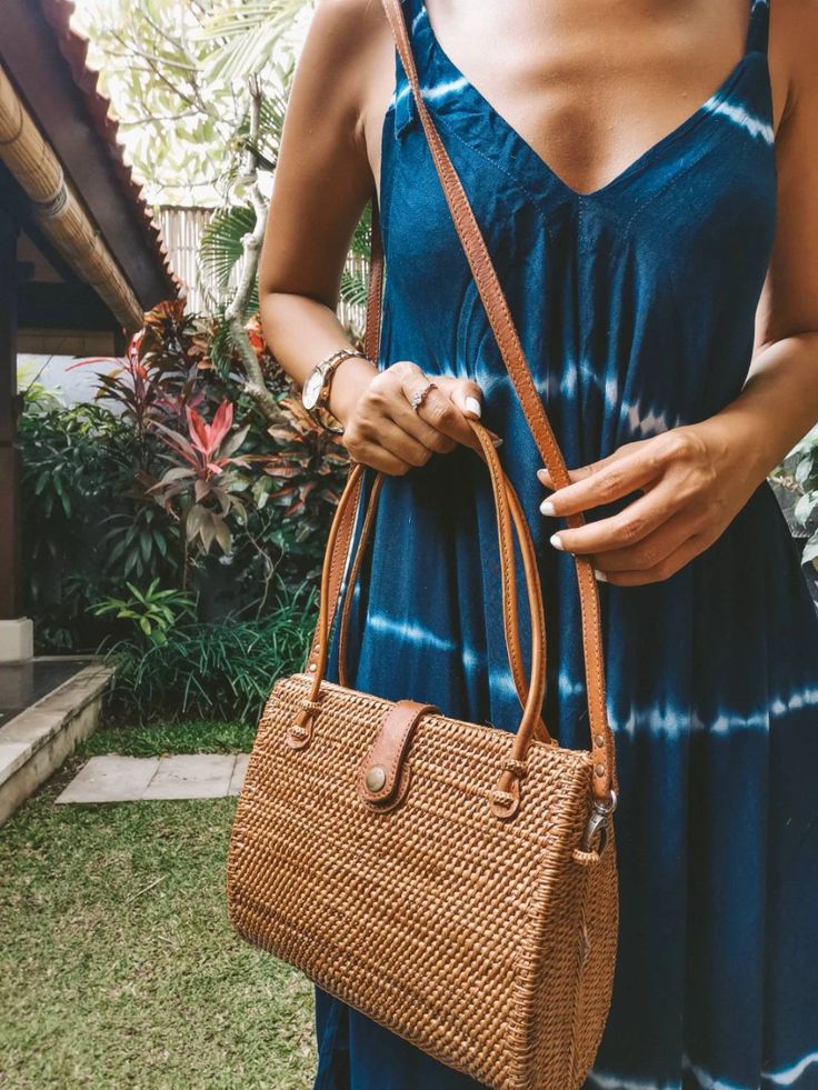 womens rattan beach bag