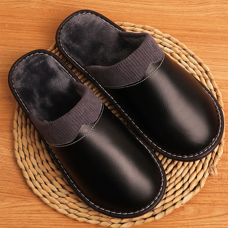 Women's Leather House Shoes with Plush Lining