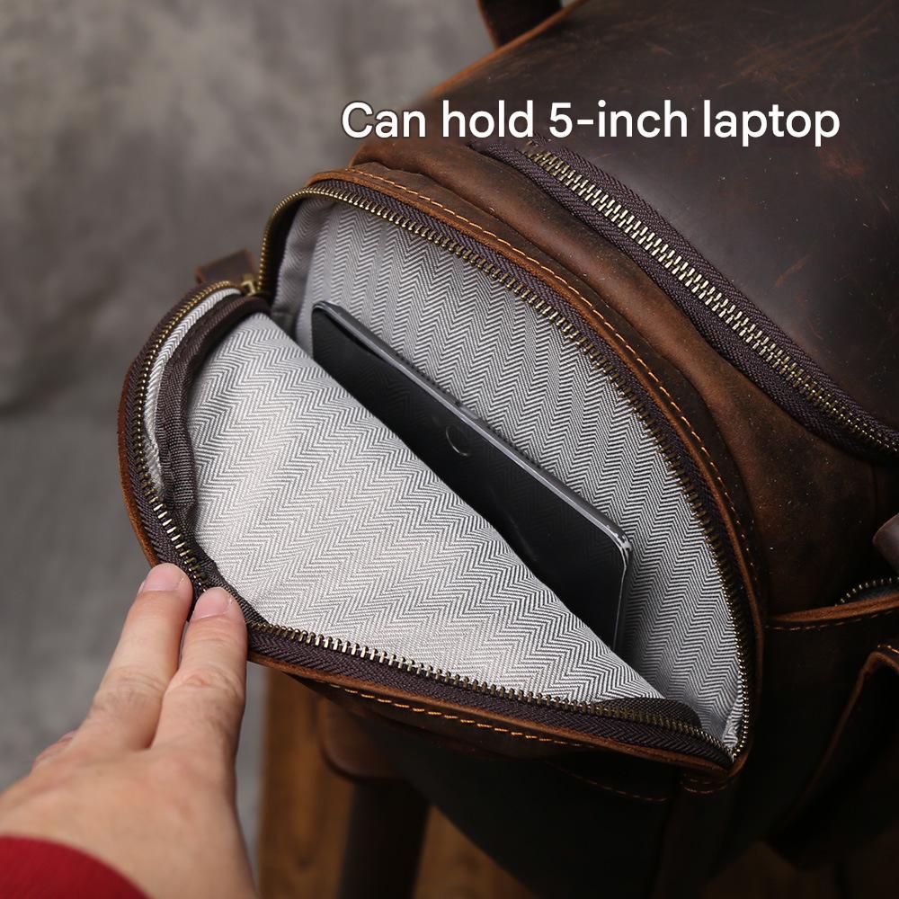 Mens crazy horse leather travel duffle bag