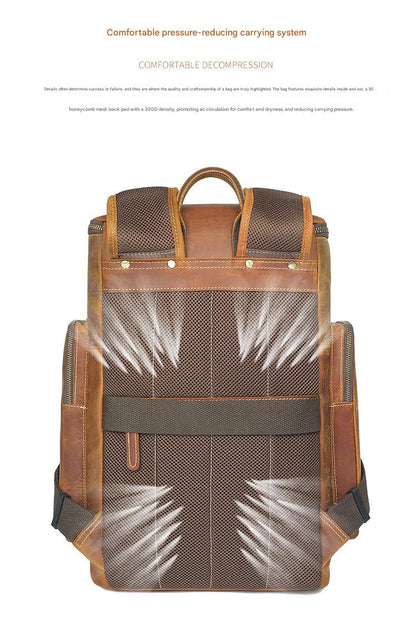 Crazy horse leather travel backpack