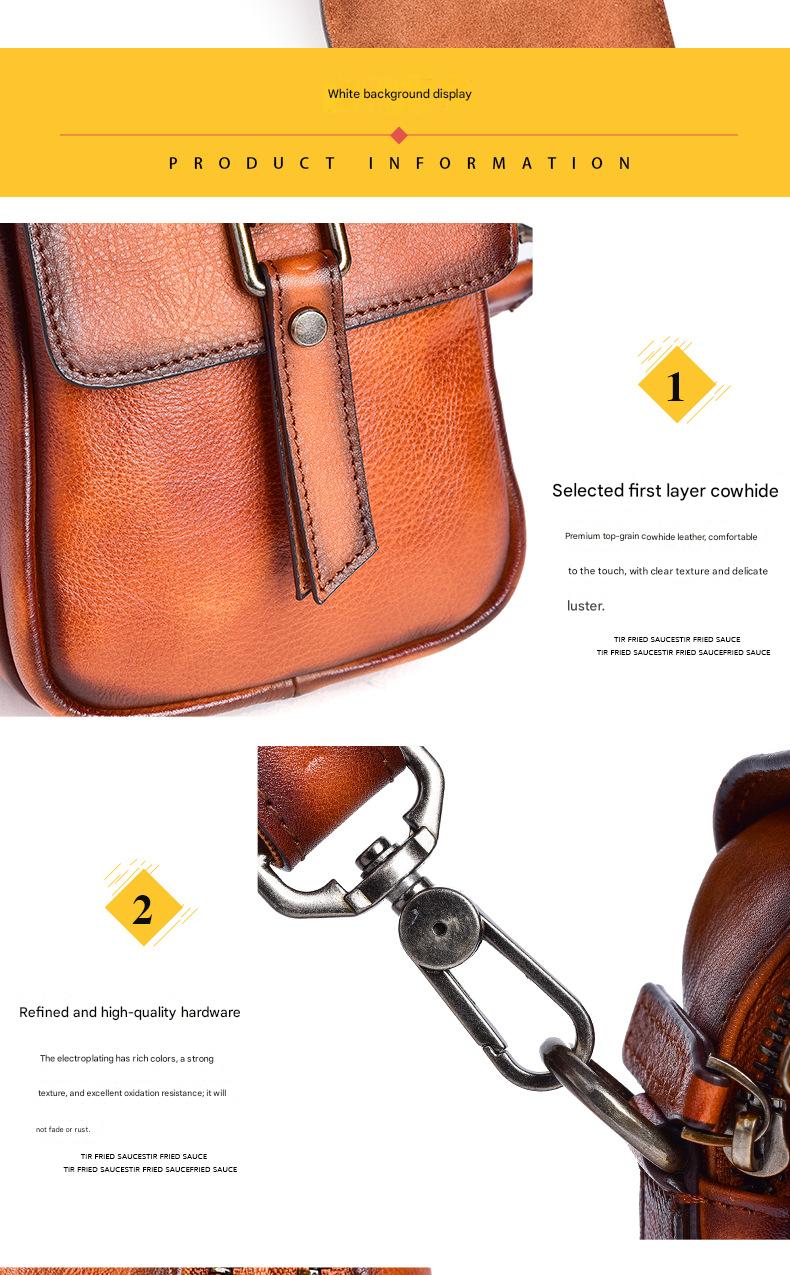 Retro top grain leather crossbody sling bag for daily carry