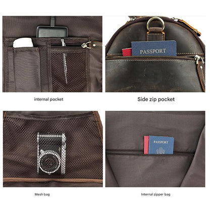 Leather trolley duffle bag for men travel