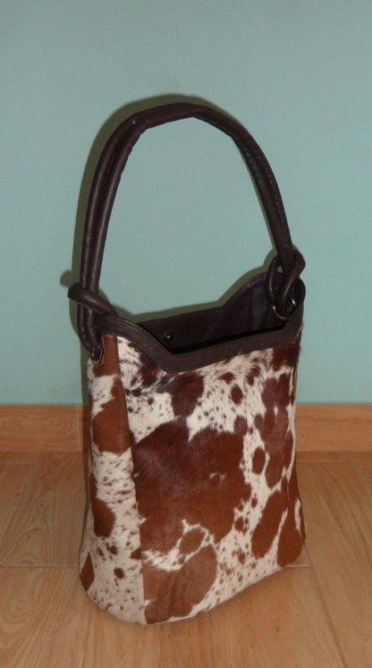 Large Cowhide Bucket Bag Purse 