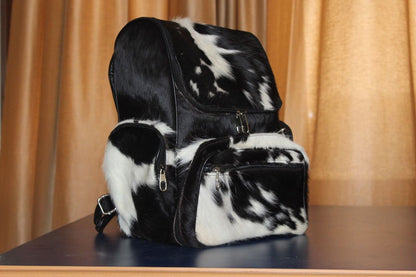 Cowhide Backpack Black And White