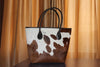 Cowhide Fur Hand Bag Brown And White