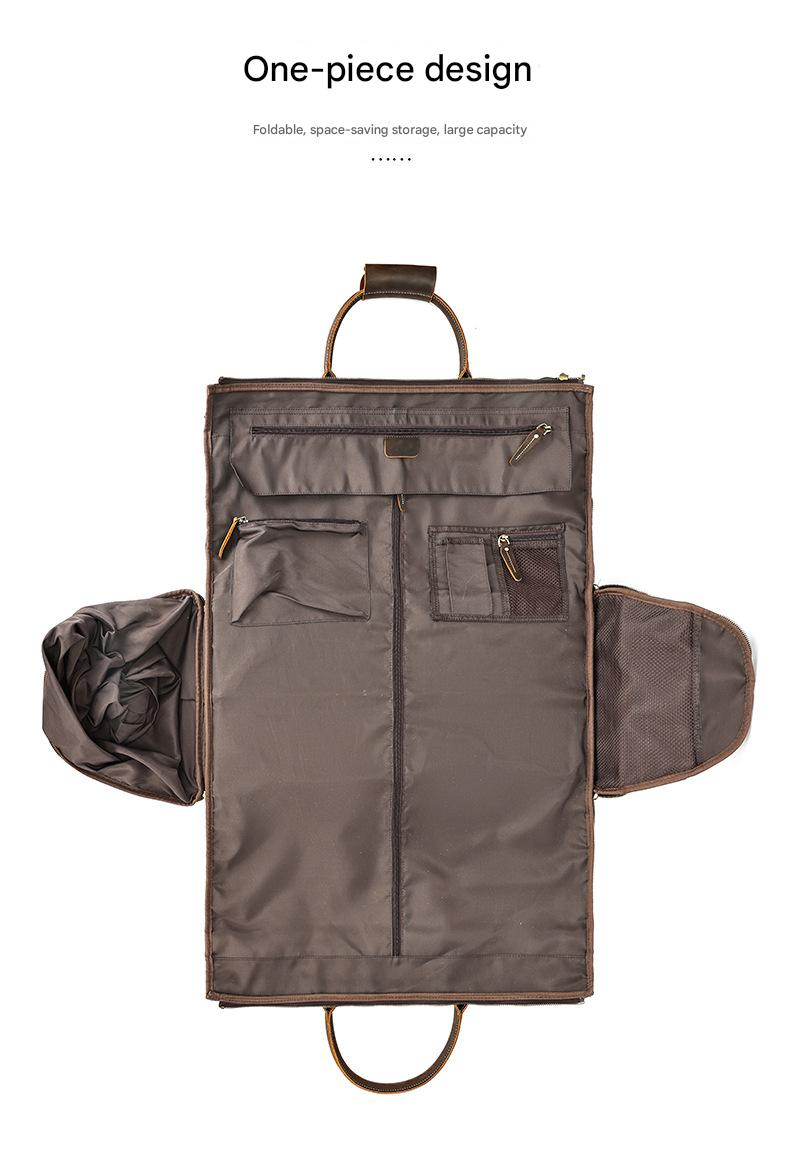 Leather trolley duffle bag for men travel