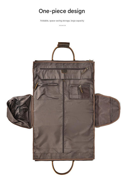 Leather trolley duffle bag for men travel