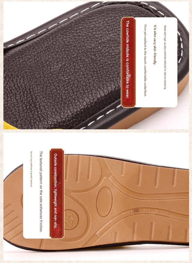 Leather Slippers for Women Cowhide Indoor Soft Sole Non Slip Slides