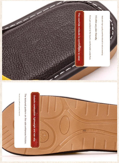 Leather Slippers for Women Cowhide Indoor Soft Sole Non Slip Slides