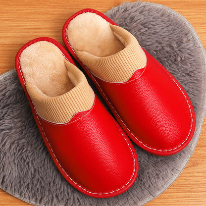 Women's Leather House Shoes with Plush Lining