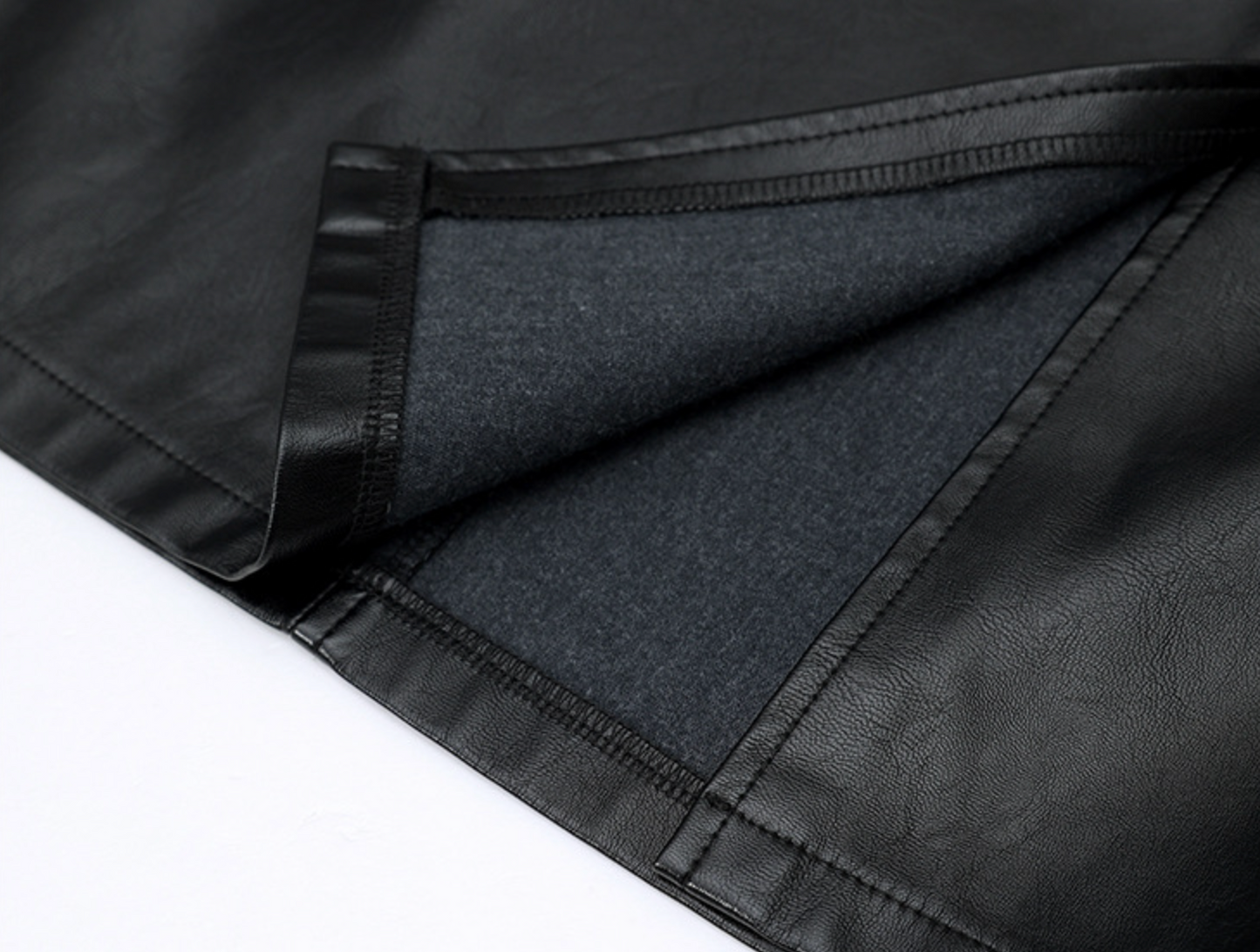 Black PU Leather Midi Skirt With Front Slit High Waist
