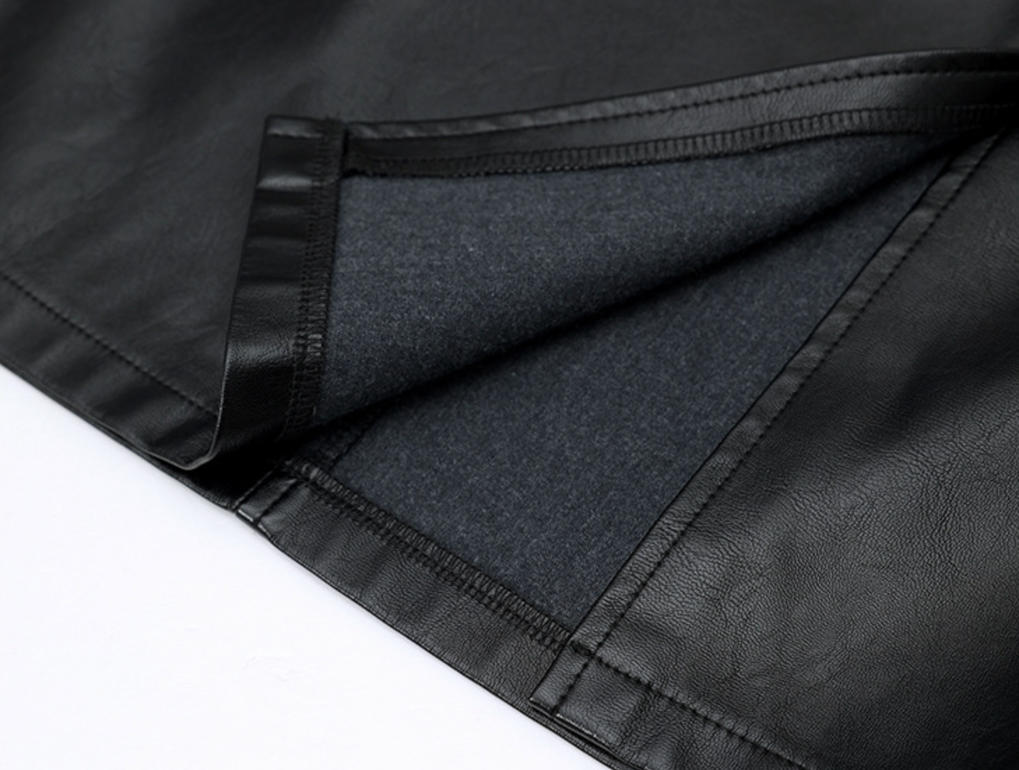 Black PU Leather Midi Skirt With Front Slit High Waist
