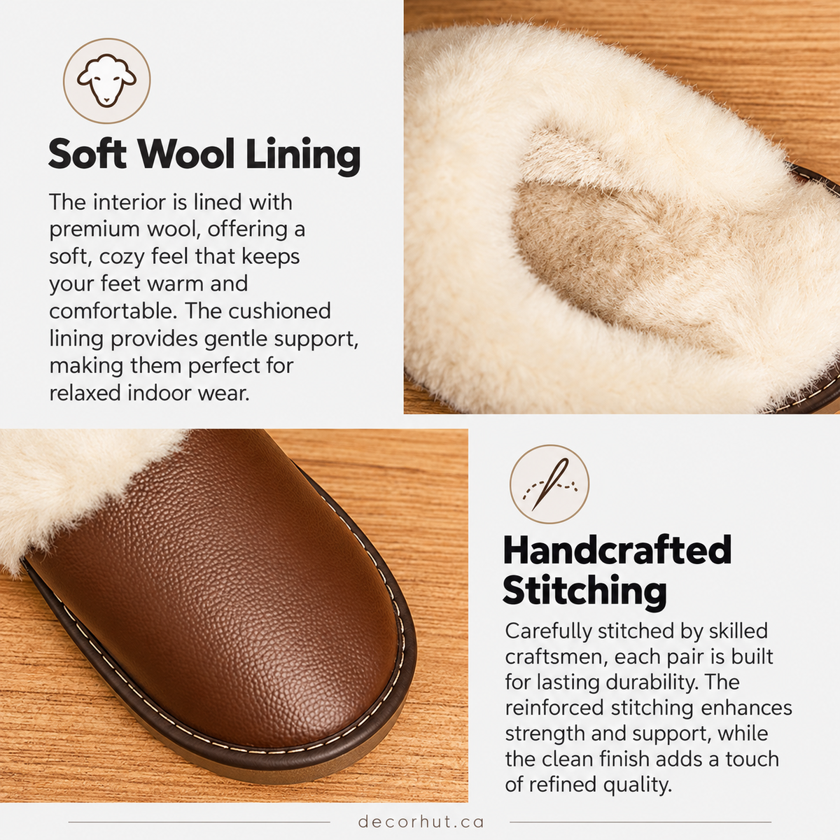 Women's Fur Lined Slippers in Genuine Leather
