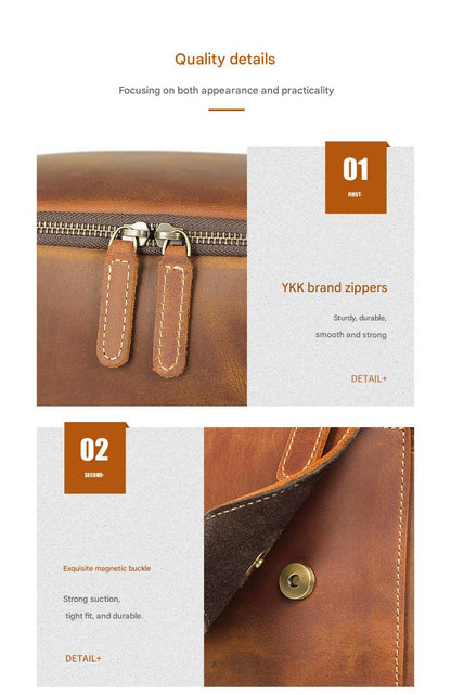 Crazy horse leather travel backpack