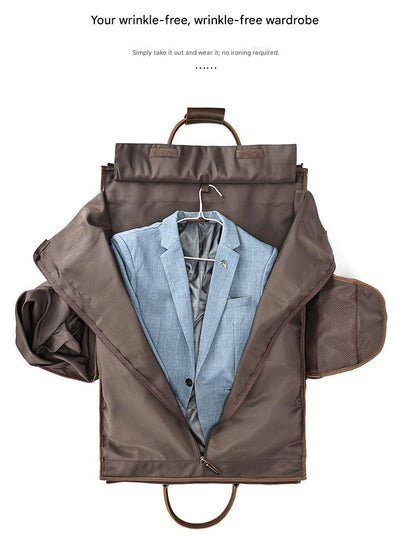 Leather trolley duffle bag for men travel