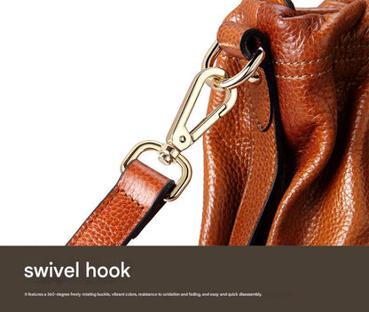 Women Genuine Leather Pleated Shoulder Bag