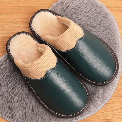 Women's Leather House Shoes with Plush Lining