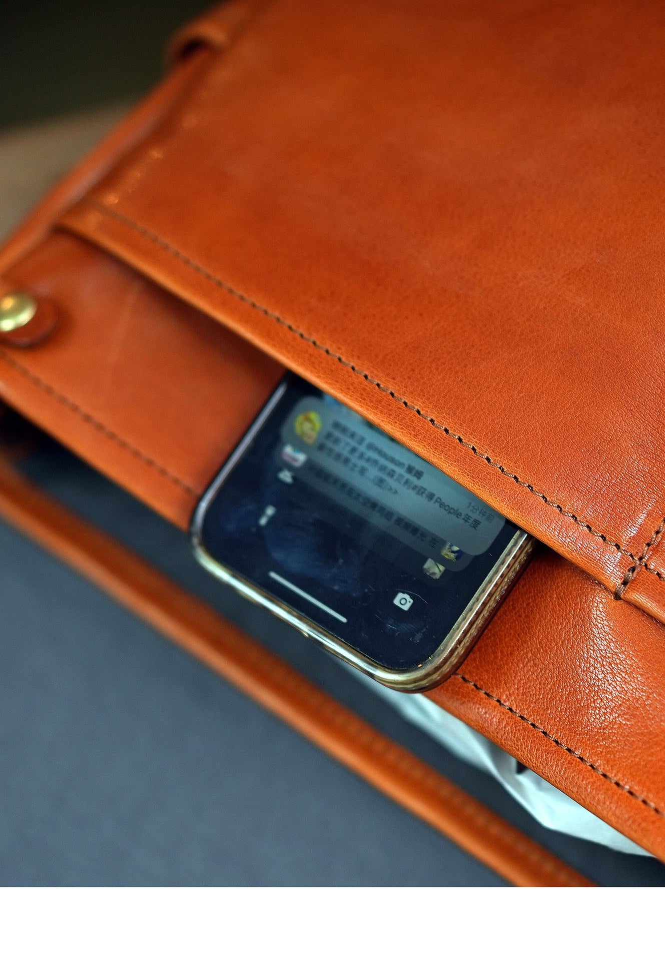 Vintage Full-Grain Cowhide Business Satchel for Men