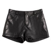 Women High Rise Leather Shorts Slimming Straight Leg Fit
