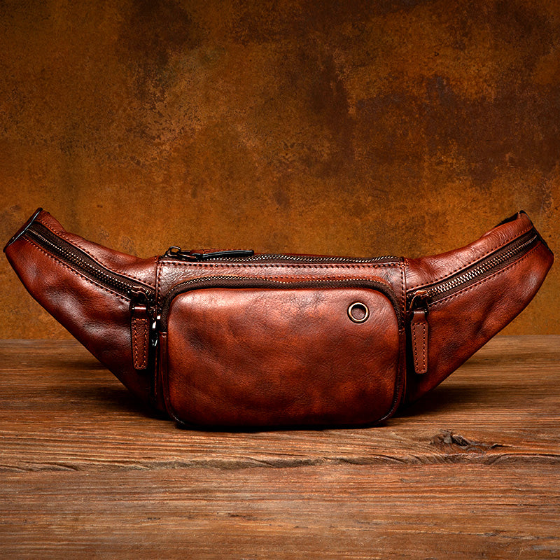 Retro Vegetable Genuine Leather Chest Bag