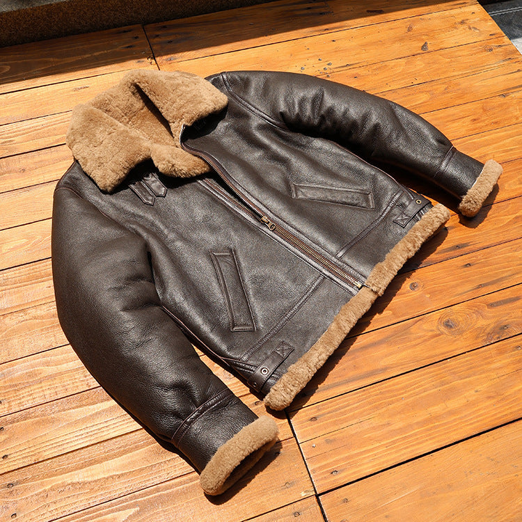 Men b3 shearling leather aviator jacket