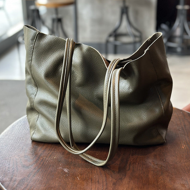 Large cowhide leather women tote bag