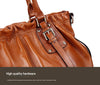 Women Genuine Leather Pleated Shoulder Bag