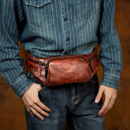 Retro Vegetable Genuine Leather Chest Bag