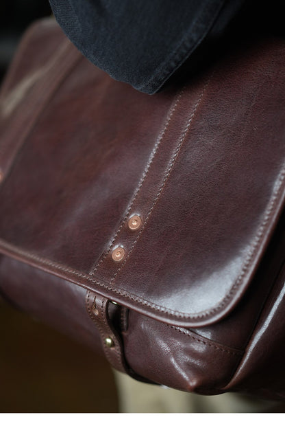 Vintage Full-Grain Cowhide Business Satchel for Men