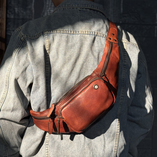 Retro Vegetable Genuine Leather Chest Bag