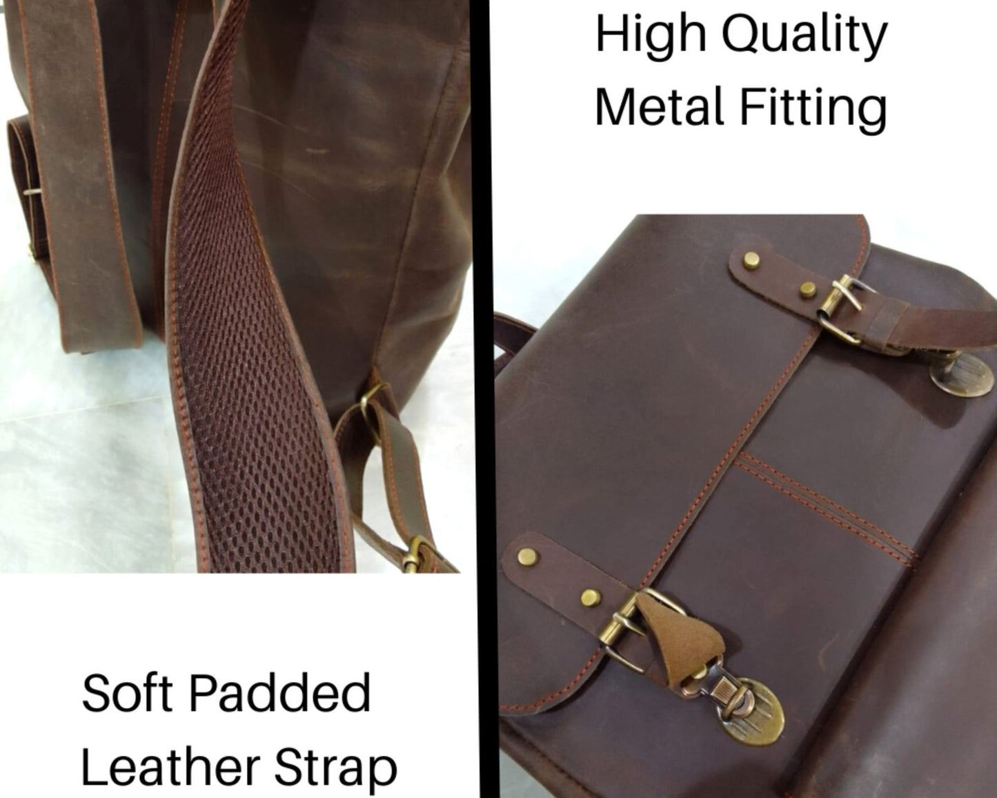 Full Grain Brown Leather Backpack