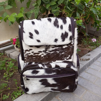 Black White Cow Skin Mommy Backpack