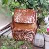 Cowhide Mommy Backpack Brown White Leather Diaper Bag
