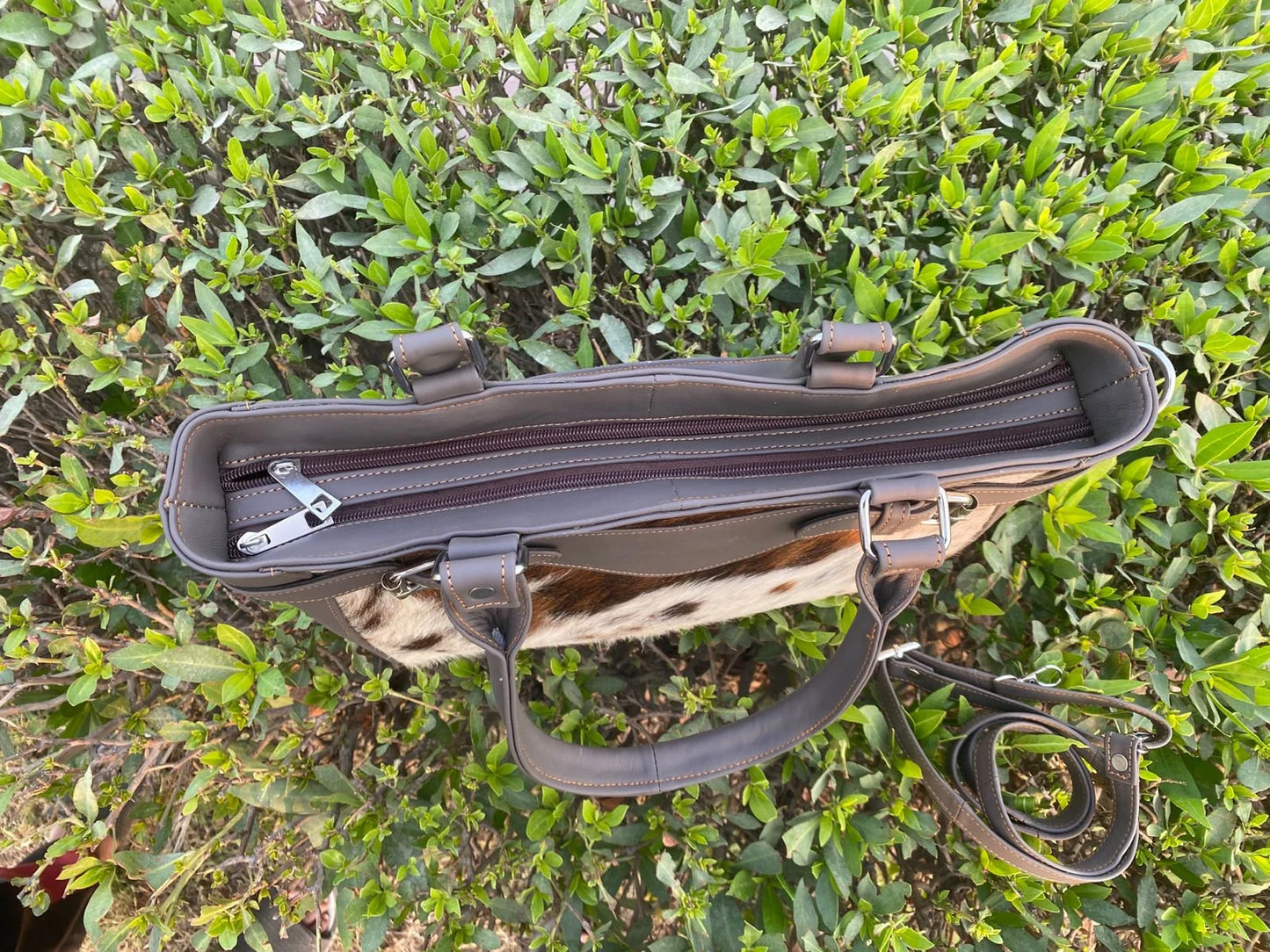 Women tricolor cowhide tote bag