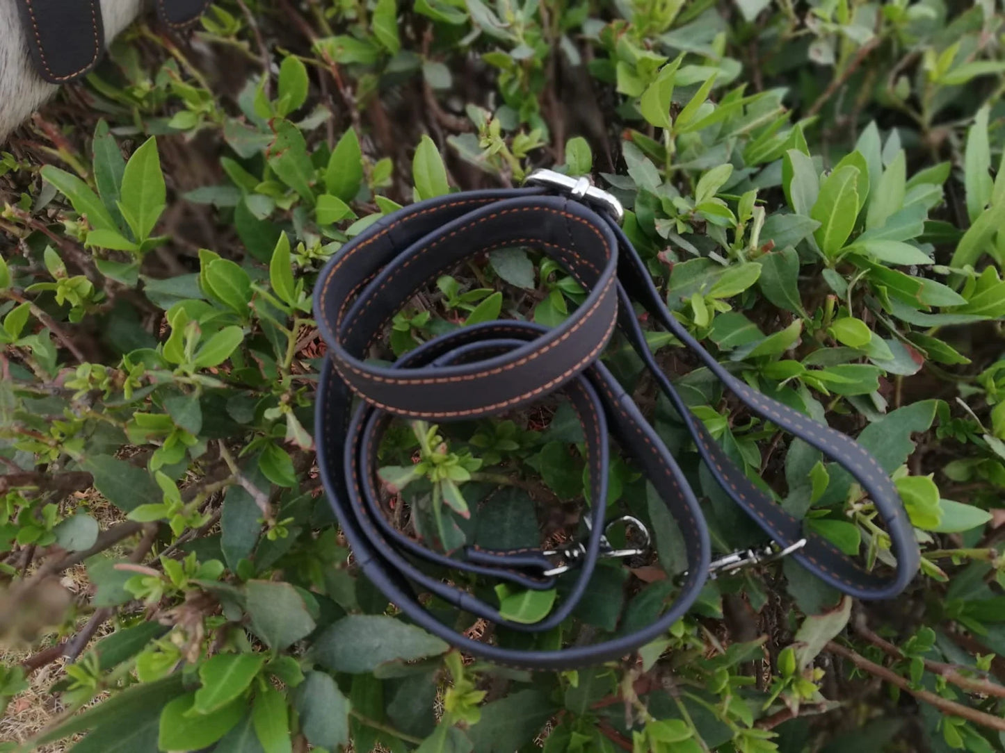 Grey hair on cowhide shoulder bag