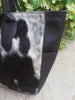 black white cowhide tote shoulder handbag