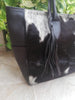 black white cowhide tote shoulder handbag