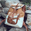 Brown White Cowhide Backpack Bag