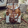 Brown White Cowhide Backpack Bag