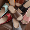 Leather Slippers for Women Linen Footbed Indoor Non Slip Summer Slides