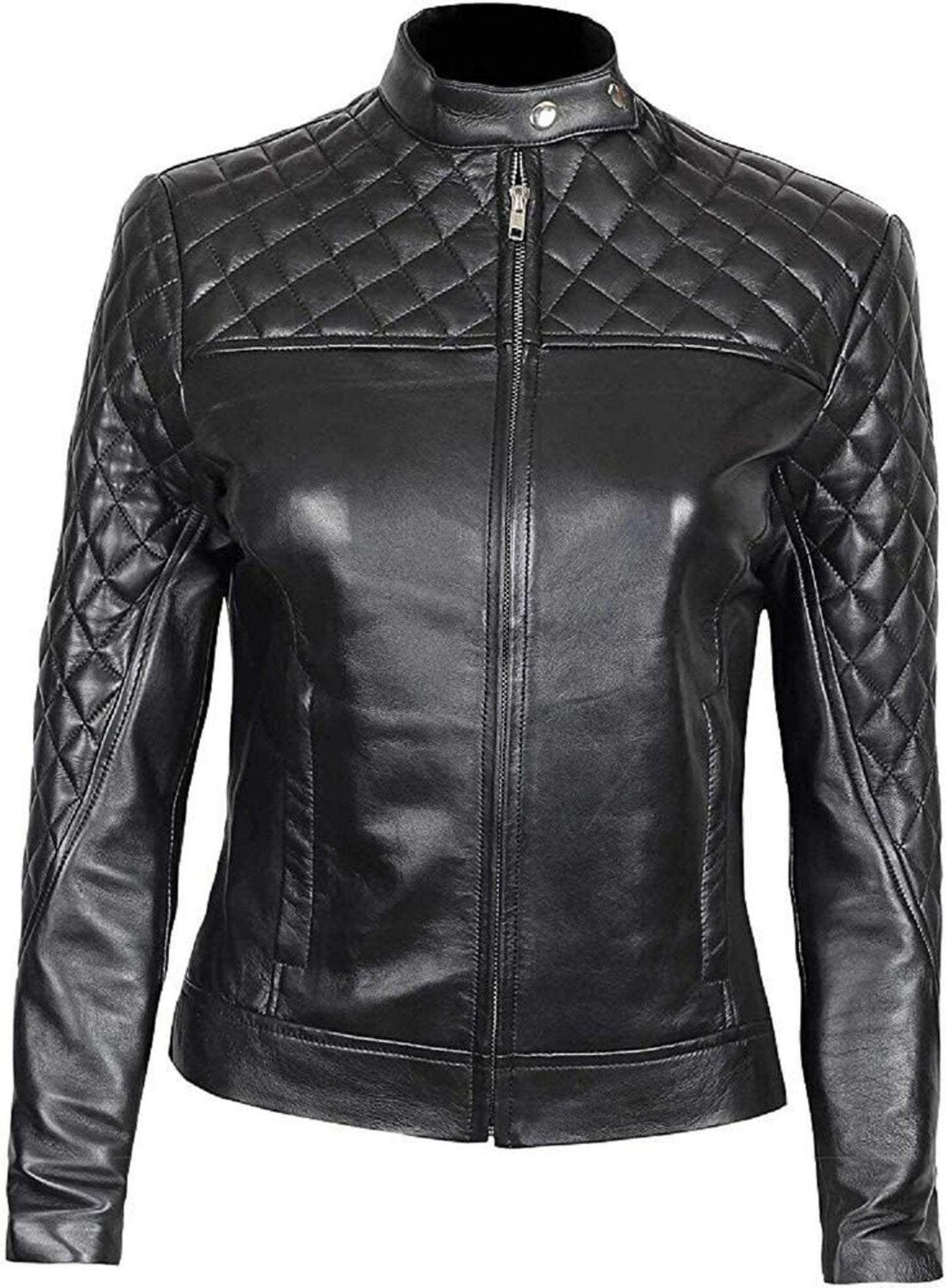 Black Leather Jacket Slim Fit Women