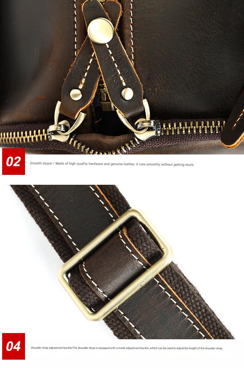 Leather trolley duffle bag for men travel