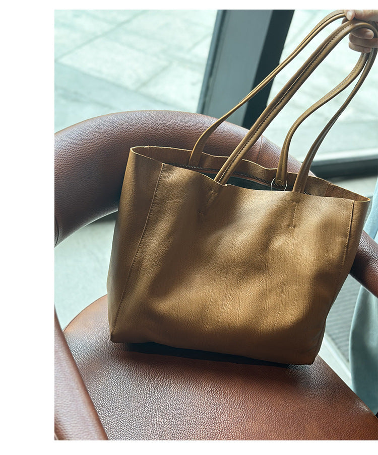 Large cowhide leather women tote bag