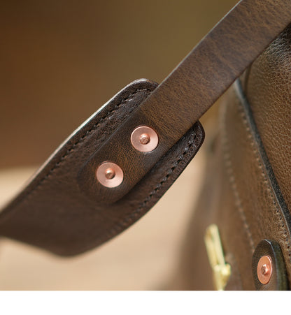 Vintage Full-Grain Cowhide Business Satchel for Men