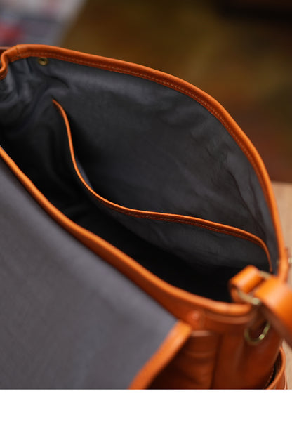 Vintage Full-Grain Cowhide Business Satchel for Men