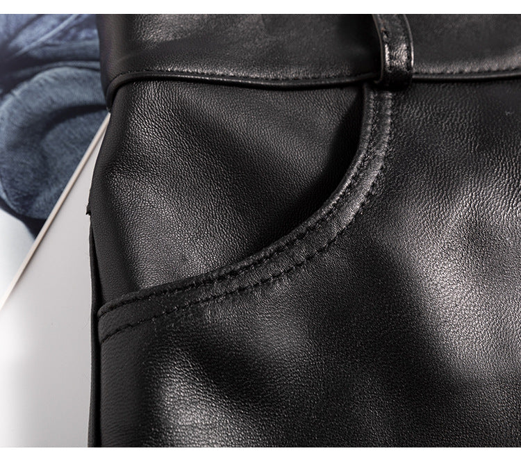 Women High Rise Leather Shorts Slimming Straight Leg Fit