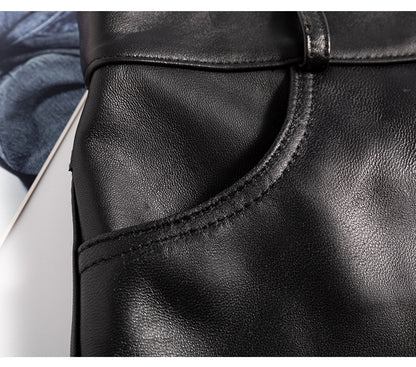 Women High Rise Leather Shorts Slimming Straight Leg Fit