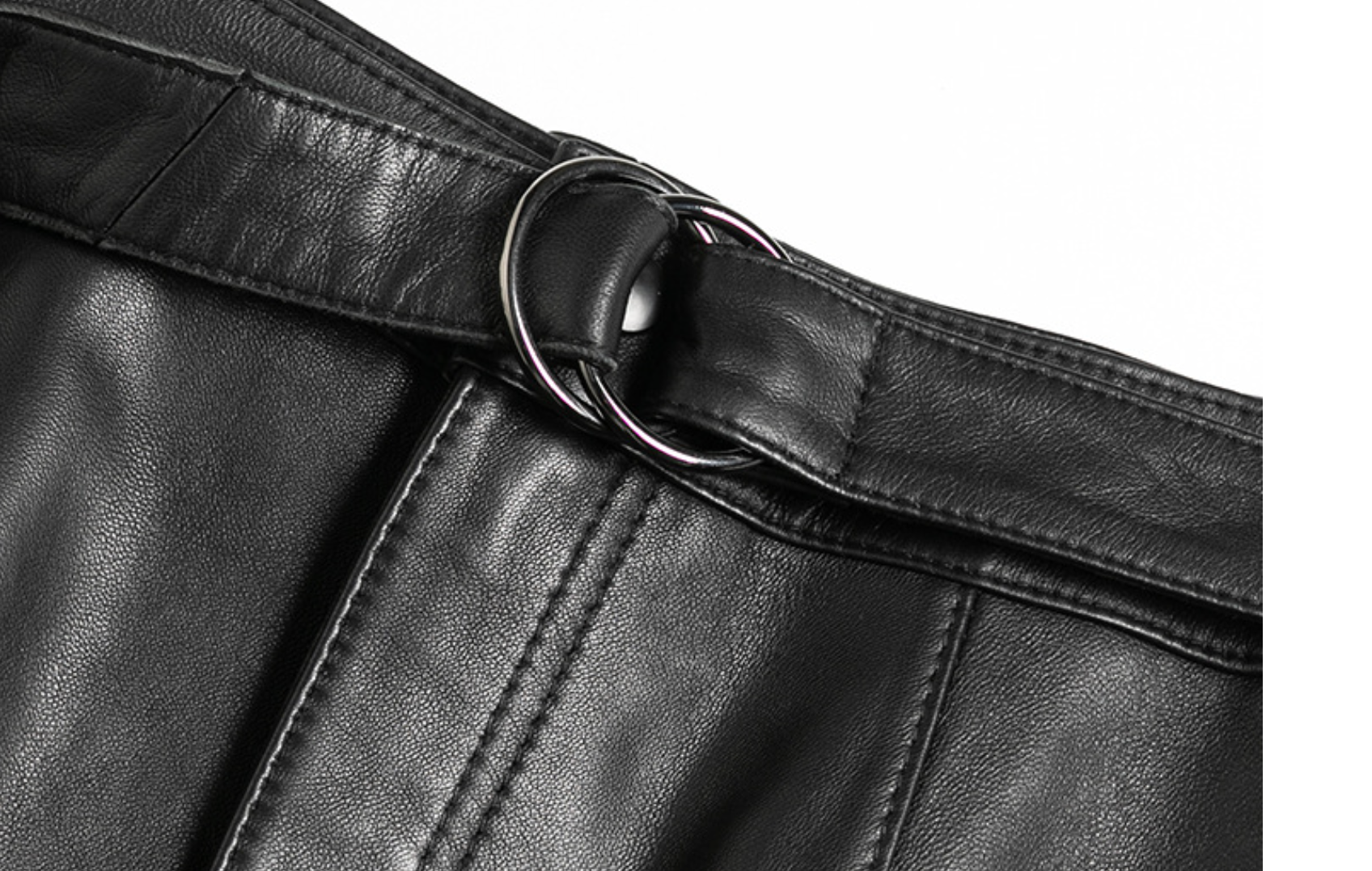 High Waist Sheepskin Leather Midi Skirt Structured